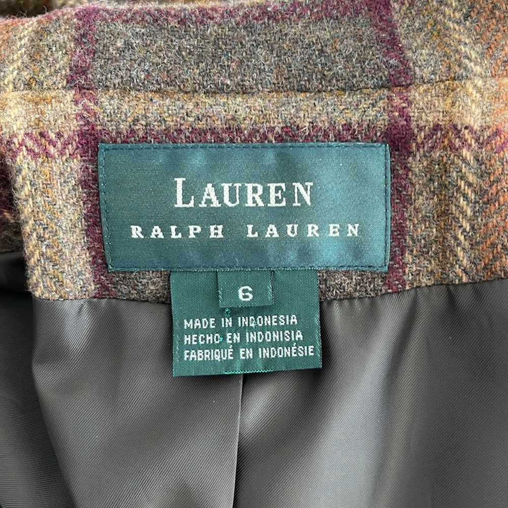 Lauren Ralph Lauren Heritage Plaid Wool Blazer Tailored Equestrian Jacket - Picture 9 of 14